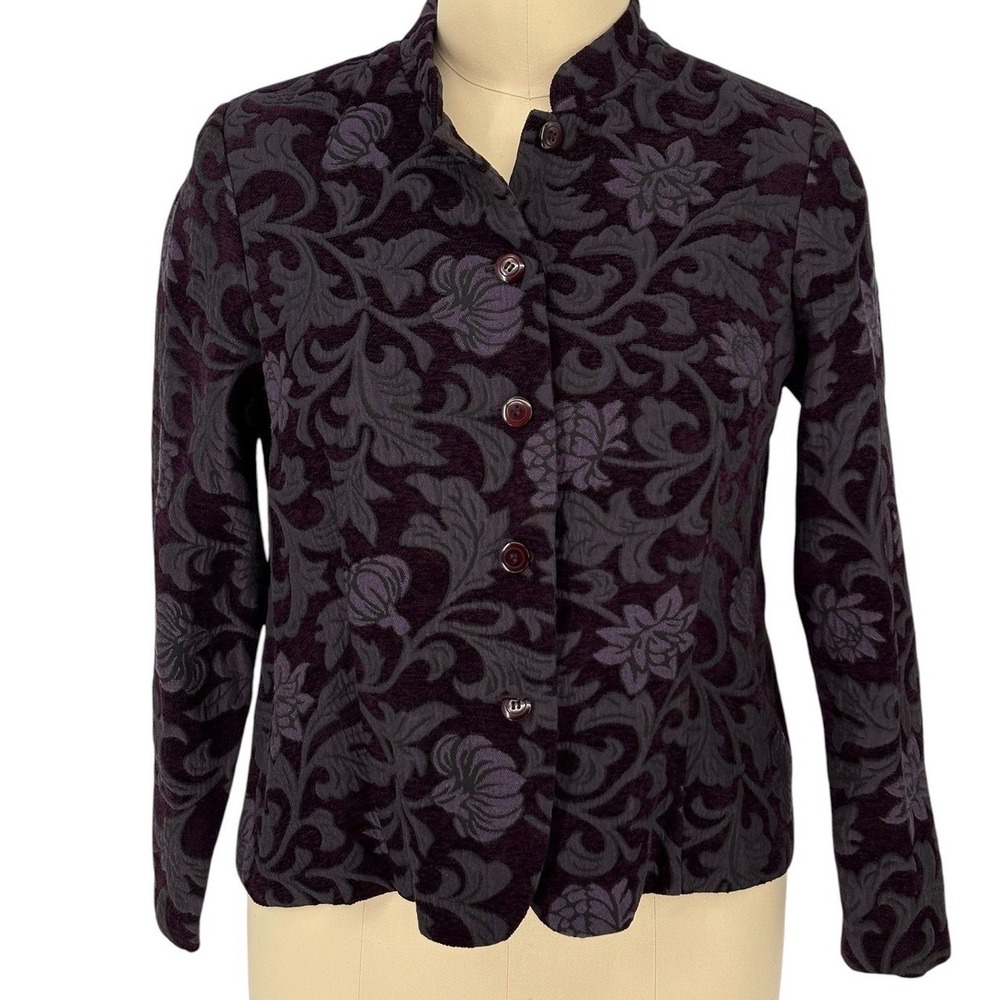 Fieldgear Jacket Purple Grey Damask Floral Tapestry Shoulder Pads XL